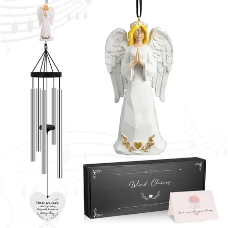 topjuju Memorial Angel Wind Chimes for Outside, Sympathy Wind Chimes for Loss of Loved One, Memorial Gifts for Bereavement Condolence Funeral, Windchimes Outdoors Decor for Patio Porch Garden