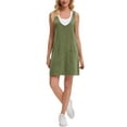 thumbnail image 2 of INSPIRE CHIC Women's Dress Denim Overalls Loose Casual Sleeveless Pinafore Mini Dresses L Army Green, 2 of 6