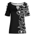 thumbnail image 3 of Gibobby Casual Playera de Manga Corta para Mujer Camiseta manga corta con estampado flores y botones para mujer, camiseta manga corta, informal, Sexy, verano, para (Negro,G), 3 of 4