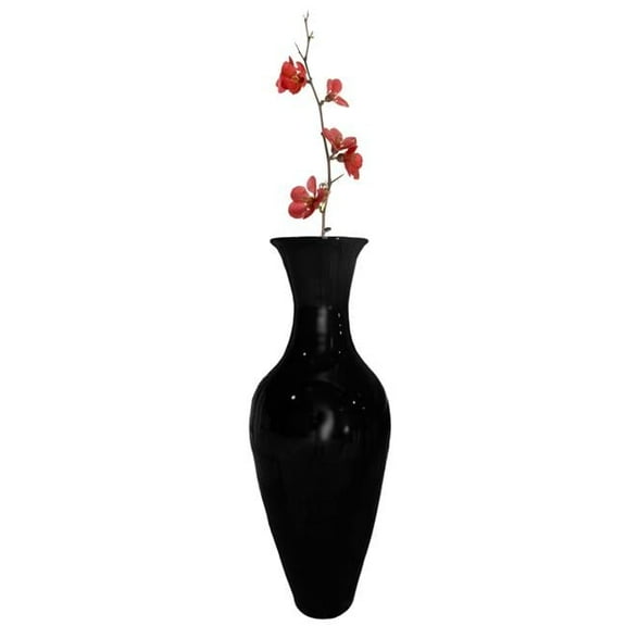 14 x 37 in. Modern Bamboo Tall Floor Vase, Black