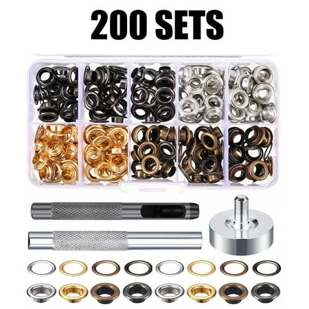 

200Pcs/Set 6mm Eyelet Hole Punch Tool Grommet Kit For Leather Craft Clothing Canvas