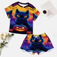 thumbnail image 4 of Halloween Scary Night Full Moon Pajama Set for Women 2 Piece Sleepwear Loungewear Short Sleeve, 4 of 7