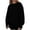 Black, variant on Women's 2025 Autumn Solid Color Round Neck Long Sleeve Oversized Loose Fit Pullover Sweatshirt for Casual Comfort Daily Wear, Street Style Fashion and Versatile Outfits Black L