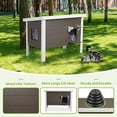 thumbnail image 6 of Psilvam Oversized Outdoor Cat House Weatherproof, Poly Lumber Cat Houses for Outdoor Cats Insulated, Feral Cat Shelter with Escape Door and Openable Roof 20.3" D x 34.7" W x 26.1" H (Grey&White), 6 of 13