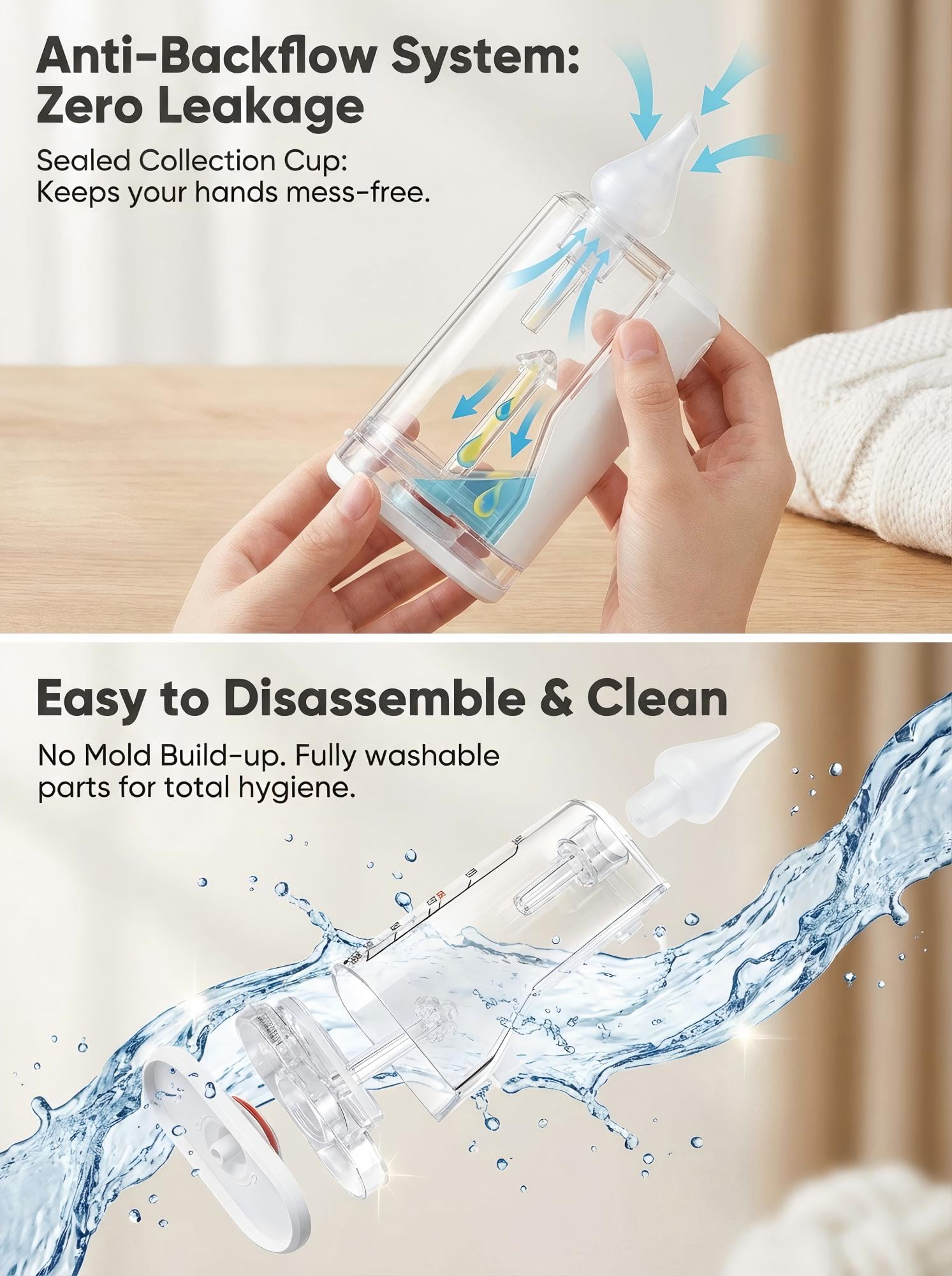 Electric Baby Nasal Aspirator - Hospital Grade Suction 9 Levels Nose Sucker for Newborn Toddler, Rechargeable Mucus Remover with Integrated Storage, Music & Light, Snot Cleaner for Congestion Relief