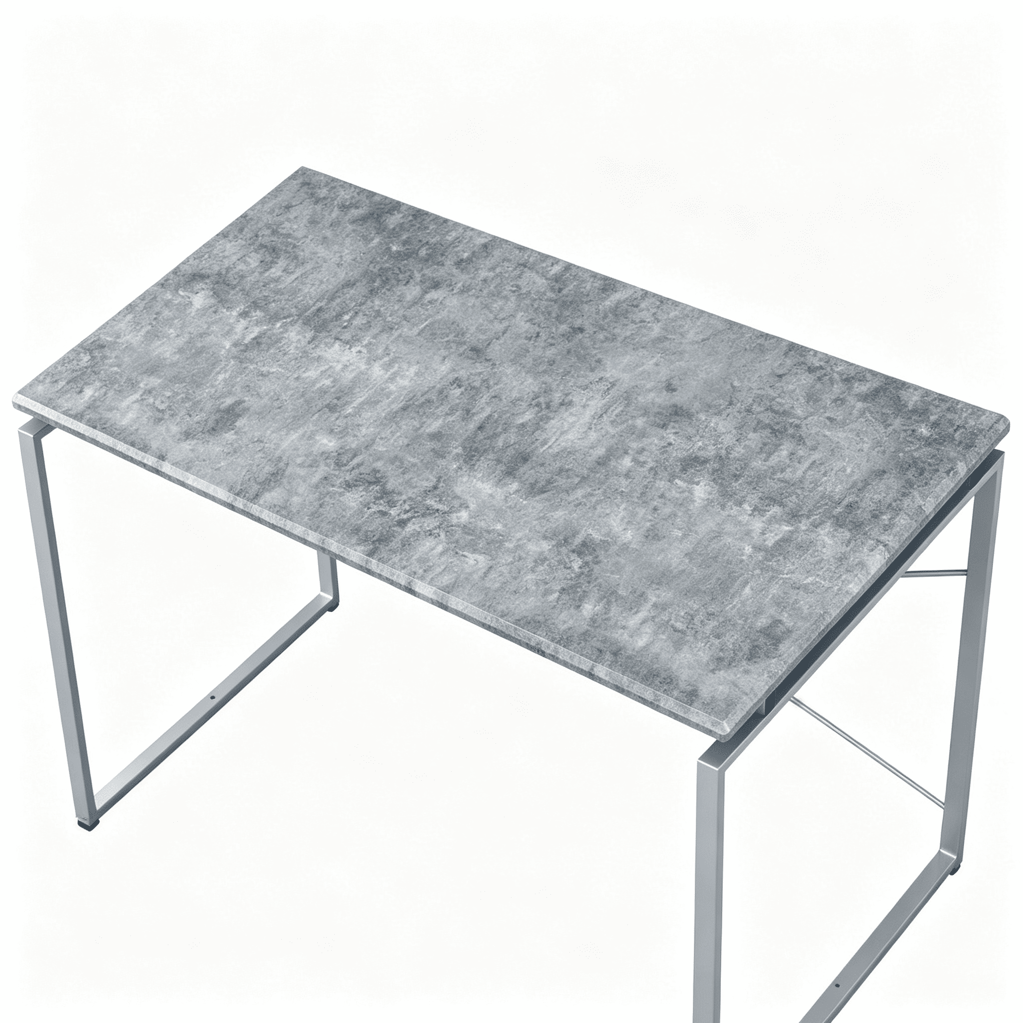 Astoutdoor Metal Frame Writing Desk with Faux Concrete and Silver Finish, Home Office Laptop Table