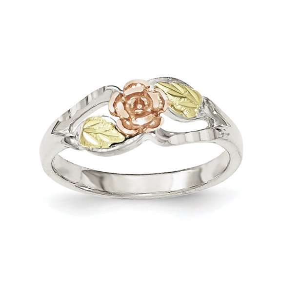 Landstrom's Mt. Rushmore Black Hills Sterling Silver 12K Gold Accents Rose Ring QBH189