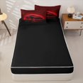 thumbnail image 4 of Manfei Sports Car Zipper Twin Comforter Sets with Fitted Sheet and 2 Pillowcases,Red Neon Light Print Zipper Bedding Set,Black Reversible,4pcs, 4 of 8