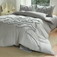 thumbnail image 3 of 3 Pieces Duvet Covers Set, Boho Tufted Comforter Sets with Zipper Closur, Soft Breathable Floral Bedding Set for All Seasons(Gray,King, 104"x90"), 3 of 5