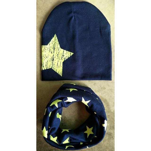 gorros para bebé gorro invierno niño Conjunto de gorro y bufanda con estampado de estrellas para niño, gorro y bufanda de punto cálido, accesorios para niño de 6 a 36 meses, 2 piezas