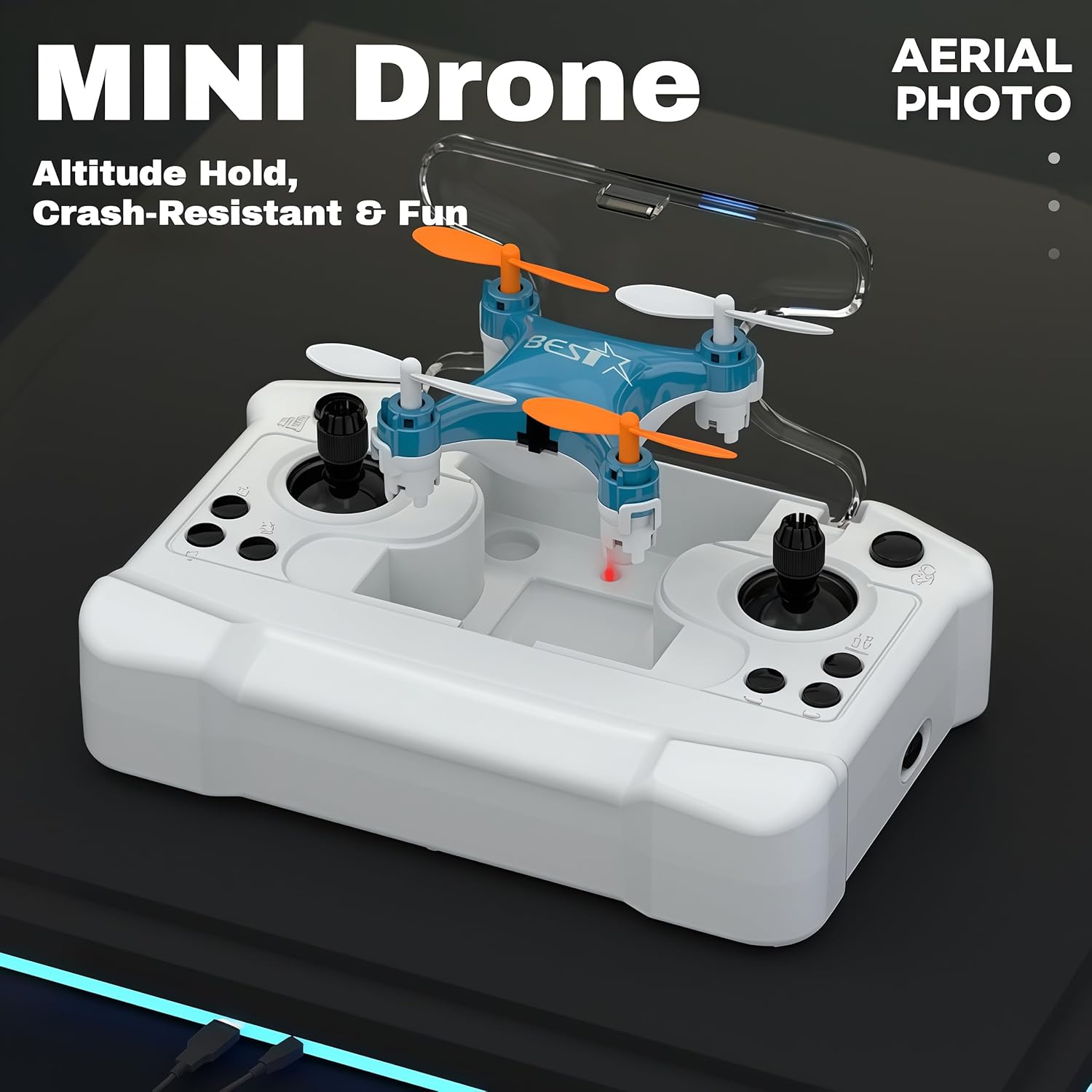 Mini Drone Beginner with Easy Stunt Flights & 360° Tricks, LED Light & Propeller Protection, Rechargeable All-Ages Beginner-Friendly Mini Drone