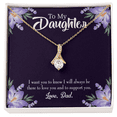 thumbnail image 2 of To My Daughter Dad Supports Daughter Alluring Ribbon Necklace Message Card, 2 of 20