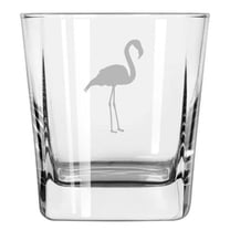 12 oz Square Base Rocks Whiskey Double Old Fashioned Glass Flamingo