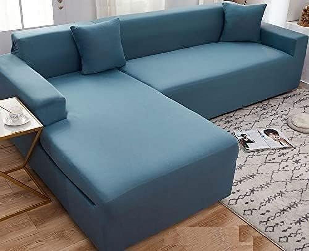 XINQIHANG Super Stretch Sectional Couch Covers, L-Shaped Sofa Covers Softness Furniture Slipcovers Non Slip Pets Dogs Furniture Protector (Color : Q, Size : 3 Seater(74in-90in))