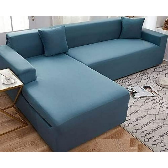 LAICAIW Super Stretch Sectional Couch Covers, L-Shaped Sofa Covers Softness Furniture Slipcovers Non Slip Pets Dogs Furniture Protector (Color : Q, Size : 2 Seater(57in-72in))