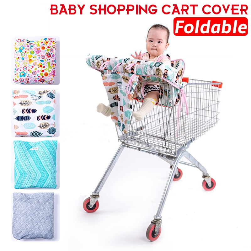 PER 2in1 Shopping Cart Cover with Strap High Chair Cover Protective Cushion Full Safety Harness Universal Fit Foldable for Baby 