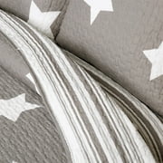 Lush Decor Star Geometric Cotton Reversible Quilt, Full/Queen, Navy, 3-Pc Set