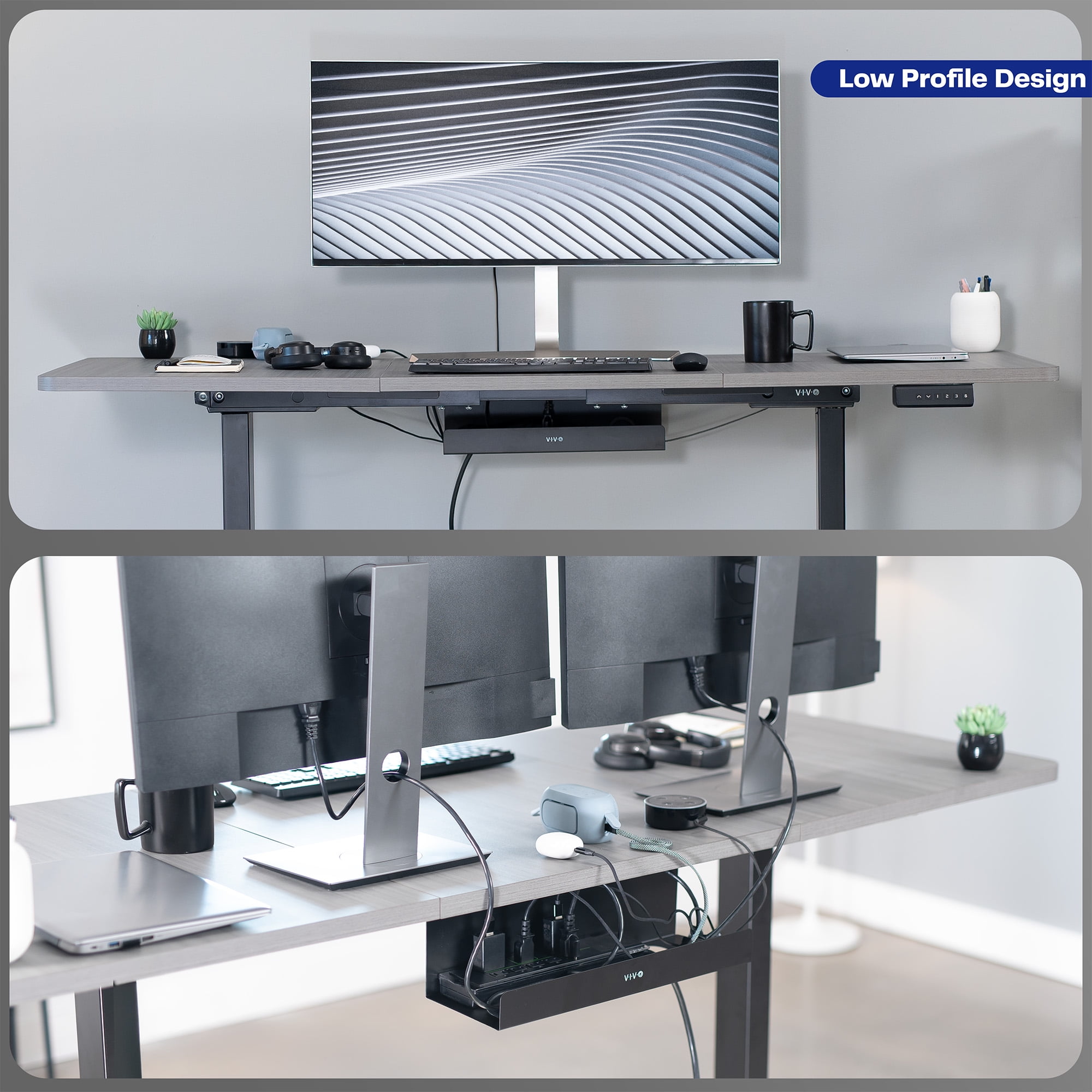 VIVO Black Extra Deep Under Desk Cable Management Tray
