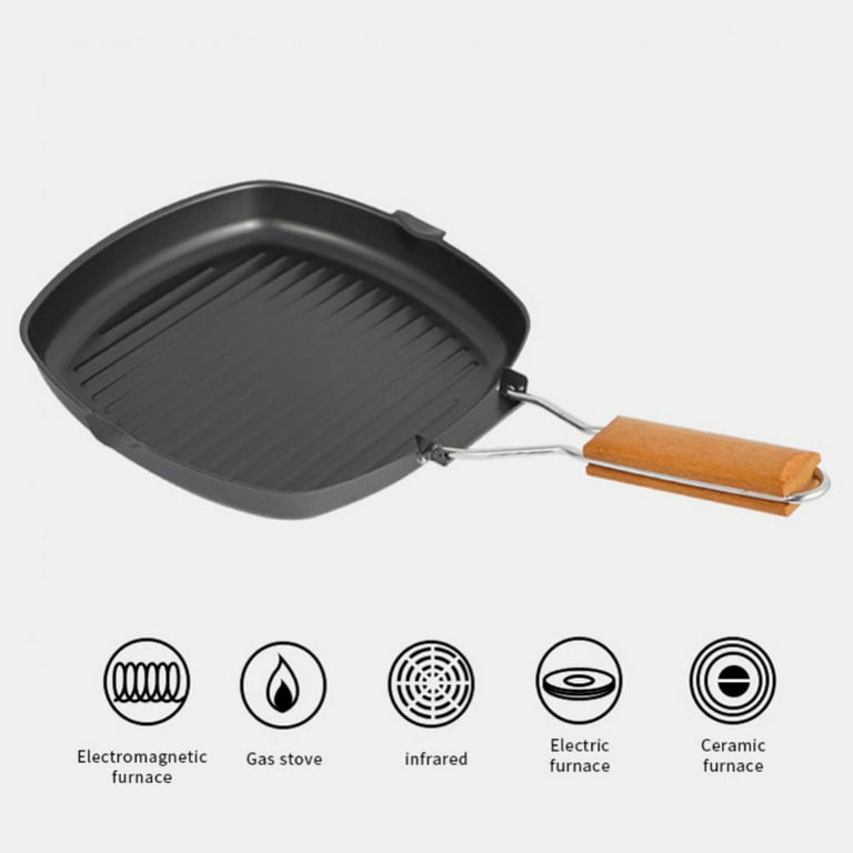 IMIKEYA Camping Frying Pan Stainless Steel Grilling Pan with Folding Handle  Portable Camp Pan Cooking Equipment for Outdoor Camping Hiking Picnic  Cooking Egg Steak Backpacking Skillet - Yahoo Shopping