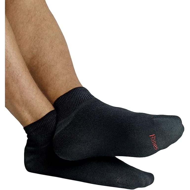 Hanes Men's 10-Pair Black Ankle Socks – ComfortBlend, Cushioned Sole, Arch Support, Moisture Wicking – Shoe Size 6-12