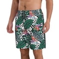 thumbnail image 2 of Susaid Tropical Leaves Print Men's Swim Trunks Hawaiian Bathing Mesh Lining Suit Swimsuits Beach Shorts with Pockets-Medium, 2 of 6