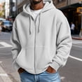 thumbnail image 3 of Waffle Knit Hoodies for Men Full Zip Sweatshirt Hooded Cardigan with Pocket Loose Fit Drawstring Athletic Jackets, 3 of 7