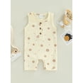 thumbnail image 2 of Seyurigaoka Baby's Romper, Printed Pattern Front Button Sleeveless Round Neck Snap Crotch Infant Boy Girl Jumpsuit, 2 of 8