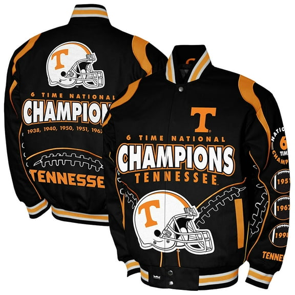 Men's Franchise Club Black Tennessee Volunteers 6-Time Champions Signature Cotton Twill Full-Snap Jacket