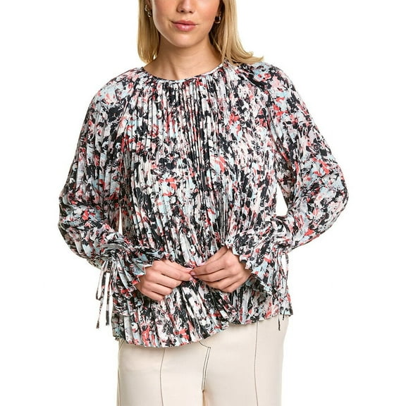 BCBGMAXAZRIA womens Pleated Top, XS, Black