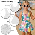 thumbnail image 4 of DISNIMO Palm Tree Hibiscus Printed Girls Swimsuit One Piece Swim Dress Beach Sleeveless Bathing Suit Soft Breathable Swimwear with Skirt, 4 of 8