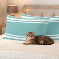 thumbnail image 3 of Outdoor Pillow Covers Modern White and Teal Stripes Waterproof Pillow Cases 20x12 Set of 2, Minimalist Art Throw Pillow Cover Pillowcase for Patio Balcony Couch Garden, 3 of 9
