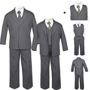 Baby Toddler Boy Kid Dark Gray Wedding Formal Party Tuxedo Suit Dot Necktie S-20