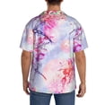 thumbnail image 7 of PAYOHTO Watercolor Flowers Pink Mens Hawaiian Casual Short-sleeved Shirt Tropical Summer Beach Button Down Shirts, 7 of 7