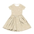 thumbnail image 3 of CCRFTGI Short Sleeve Dresses for Children Girls Size 7 Casual Summer A Line Skater Dress Cute Polka Dots Dresses Holiday Girls Fashion Beige 9-10 Years, 3 of 5