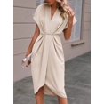thumbnail image 4 of EASYBRAUS Women V Neck Sleeveless A Line Midi Dress Solid Color Spring Summer 2024 Elegant Casual S-XL, 4 of 5