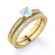 thumbnail image 3 of JeenMata Anillo de Compromiso de 1,75 Quilates con Piedra Lunar y Moissanita de Talla Redonda con Milgrains en Oro Amarillo de 18 K sobre Plata, 3 of 6