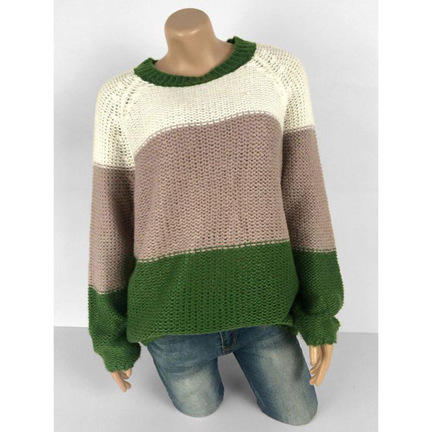 Más el tamaño del raglán de la manga del suéter de Colorblock Rosegal Blusas Tallas Grandes