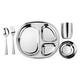 thumbnail image 1 of Ahimsa Stainless Steel Kids Dinnerware Set - 5 Piece Toddler Plates and Bowls Set, Pediatrician Designed, Includes Non Toxic Toddler Plate and Bowl, Kids Utensils an, 1 of 8