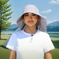 thumbnail image 4 of Womens Sun Hat Outdoor UV Protection Wide Brim Fishing Hat with Ponytail Hole Neck Flap for Beach Hiking Camping, 4 of 9