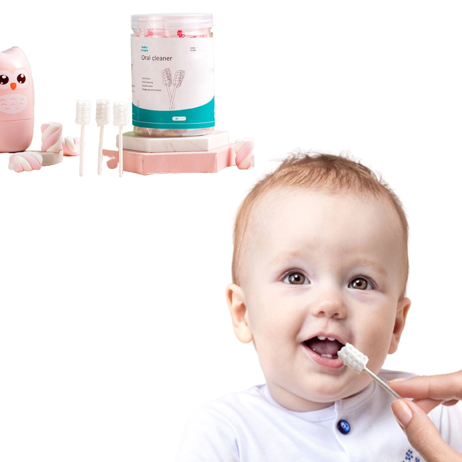 Bobasndm Baby Toothbrush, Baby Tongue Cleaner, 30pcs Disposable Baby