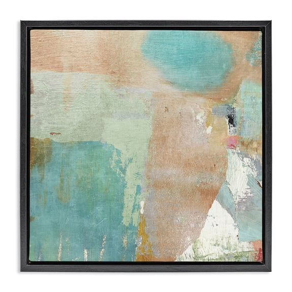 Stupell Industries Transitional Rustic Paint Strokes Black Floating Frame Canvas Art, 18 x 18, by Suzanne Nicoll