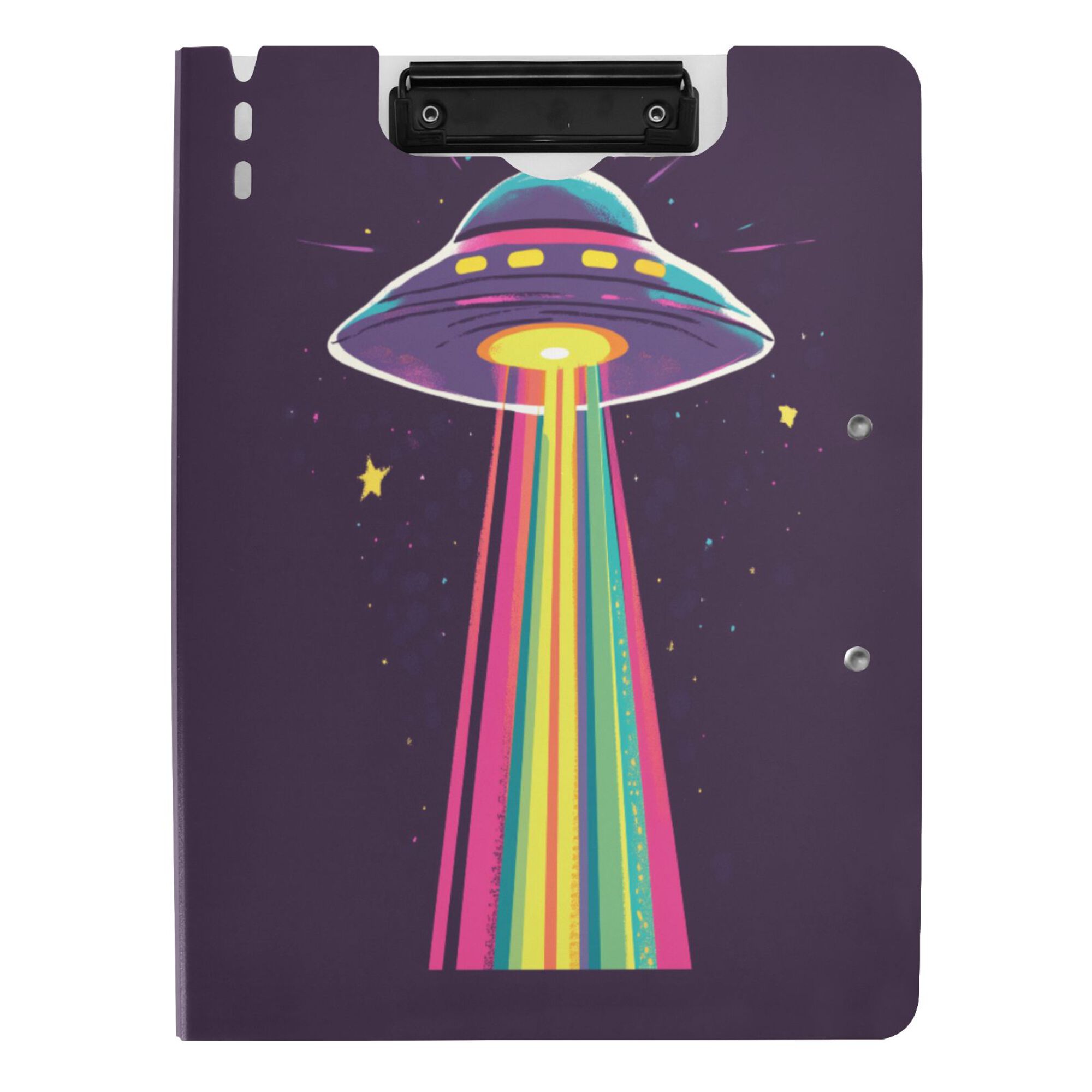 FORMRS A4 Clipboard Folder with Pen Holder Horizontal Foldable School Office Binder, Colorful UFO