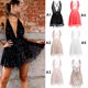 thumbnail image 5 of Negro S Falda corta sexy con cuello halter y lentejuelas sin espalda para mujer, 5 of 8