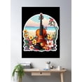 thumbnail image 2 of Hippie Artsy Violin On A Hawaiian Beach With Orchid Flowers Poster Wall Art, Modern Wall Decor, 8x12 UNFRAMED, 2 of 3
