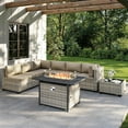thumbnail image 6 of 8-Piece Outdoor Patio Furniture Set with 55,000 BTU Fire Pit Table, PE Wicker Rattan Sectional Sofa Conversation Set - All-Weather Garden, Backyard Furniture,Beige, 6 of 8