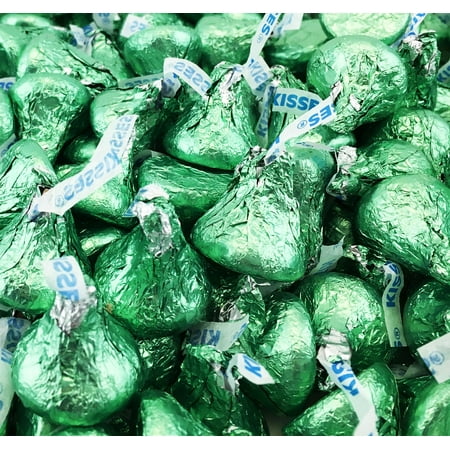 Dark Chocolate Kisses - Hershey's Kisses, Milk Chocolate in Light Green Foils (Pack of 2 Pound)