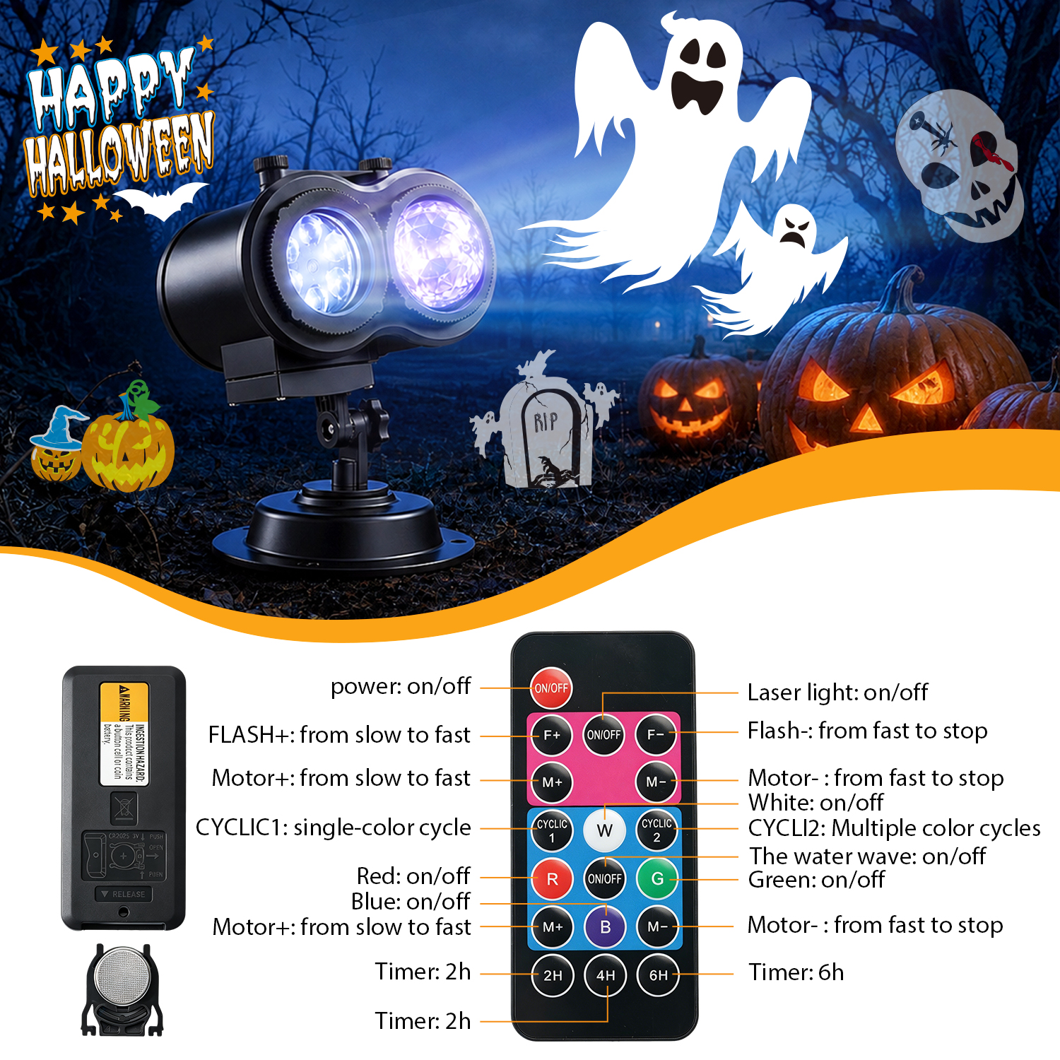 Uncahome Halloween Projector Lights With 16 HD Slides photo 4