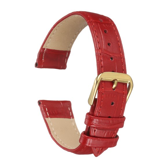 Uxcell Leather Watch Bands 18mm Classical Embossed Replacement Strap Elegant Vintage Watchband, Red Gold