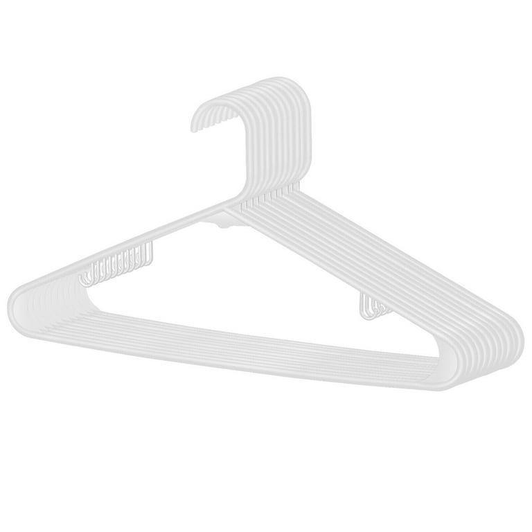 Hangorize 60 Standard Everyday White Plastic Hangers, Long Lasting