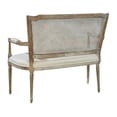 thumbnail image 3 of Vineland Victorian Oak & Cane Settee with Linen Upholstery, 3 of 3